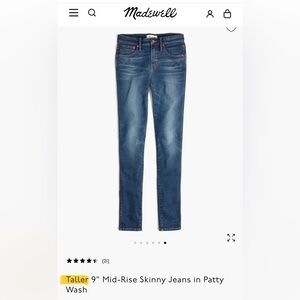 ISO - Madewell 9” or 10” Skinny Jeans - Medium Wash - 32 TALLER Size Only (32TL)